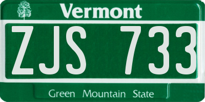 VT license plate ZJS733
