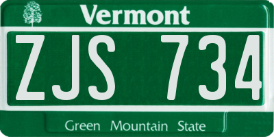 VT license plate ZJS734