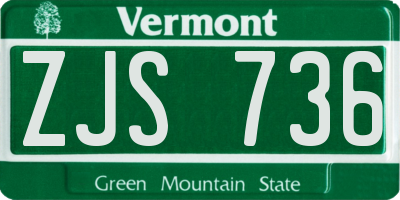 VT license plate ZJS736