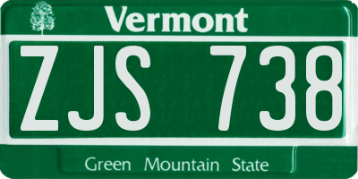 VT license plate ZJS738