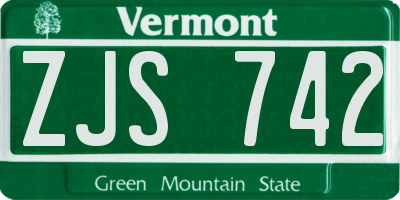 VT license plate ZJS742