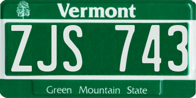 VT license plate ZJS743