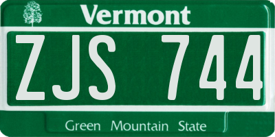 VT license plate ZJS744