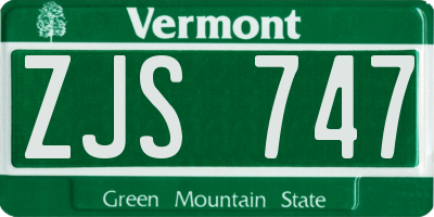 VT license plate ZJS747