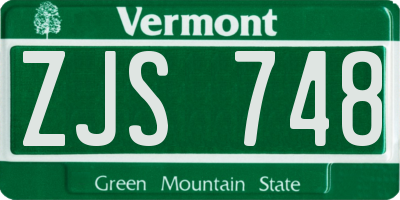 VT license plate ZJS748