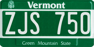 VT license plate ZJS750