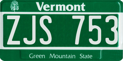 VT license plate ZJS753