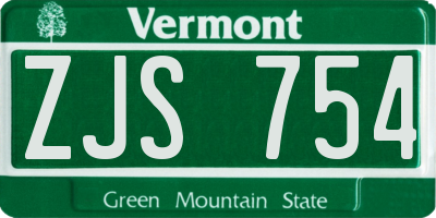VT license plate ZJS754