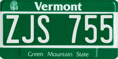 VT license plate ZJS755