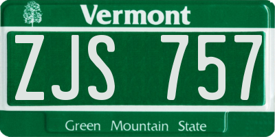 VT license plate ZJS757