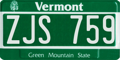 VT license plate ZJS759