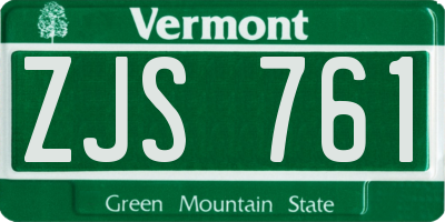 VT license plate ZJS761