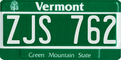 VT license plate ZJS762