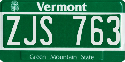 VT license plate ZJS763