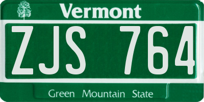 VT license plate ZJS764