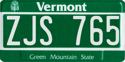 VT license plate ZJS765
