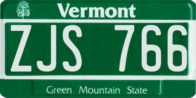 VT license plate ZJS766