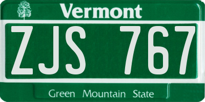 VT license plate ZJS767