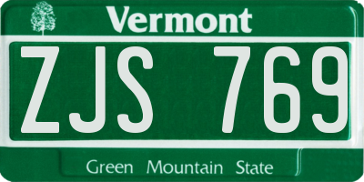 VT license plate ZJS769