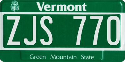 VT license plate ZJS770