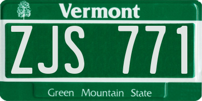 VT license plate ZJS771