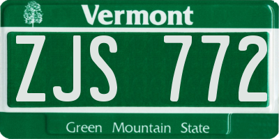 VT license plate ZJS772