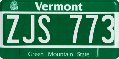 VT license plate ZJS773