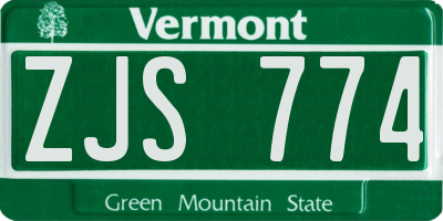 VT license plate ZJS774