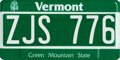 VT license plate ZJS776