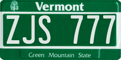 VT license plate ZJS777