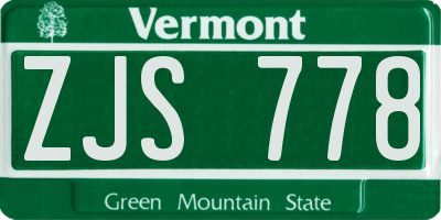 VT license plate ZJS778