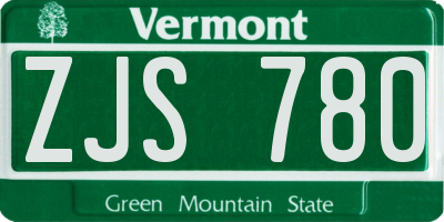 VT license plate ZJS780