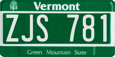 VT license plate ZJS781