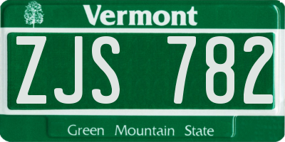 VT license plate ZJS782