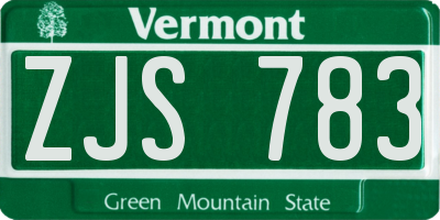 VT license plate ZJS783