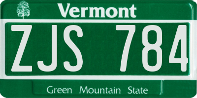 VT license plate ZJS784