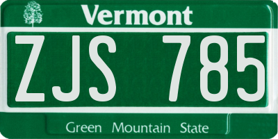 VT license plate ZJS785