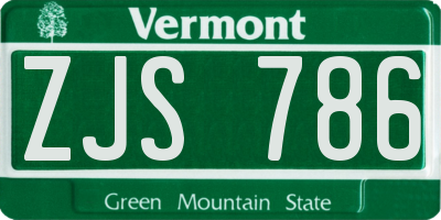 VT license plate ZJS786