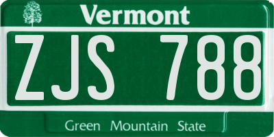 VT license plate ZJS788