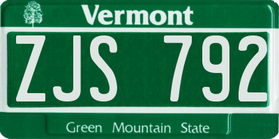 VT license plate ZJS792