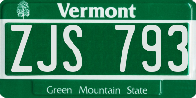 VT license plate ZJS793