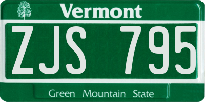 VT license plate ZJS795