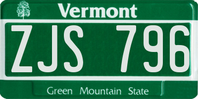 VT license plate ZJS796