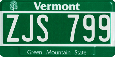 VT license plate ZJS799