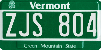 VT license plate ZJS804