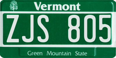 VT license plate ZJS805