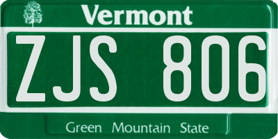 VT license plate ZJS806