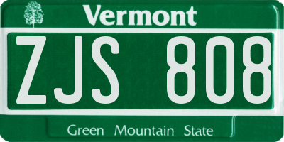 VT license plate ZJS808