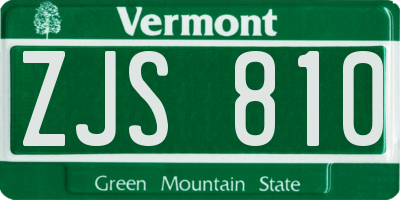 VT license plate ZJS810