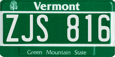 VT license plate ZJS816